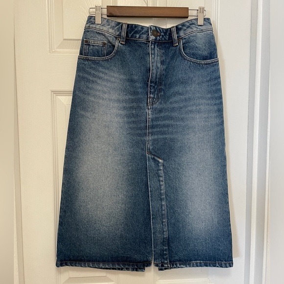 Ami Paris Denim Midi Skirt 28 - Picture 2 of 13